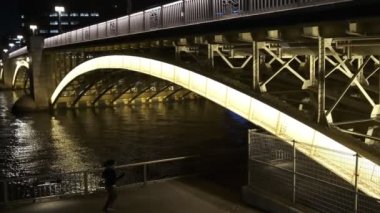 Tokyo gece görüşünde köprü