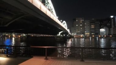 Tokyo gece görüşünde köprü