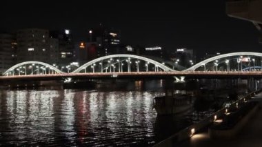 Tokyo gece görüşünde köprü