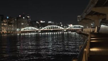 Tokyo gece görüşünde köprü