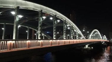 Tokyo gece görüşünde köprü