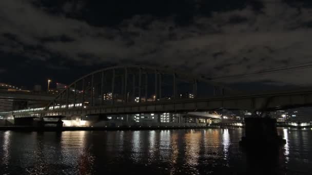 Puente Tokio Vista Nocturna — Vídeos de Stock