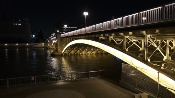 Ponte Tóquio Vista Noturna — Vídeo de Stock