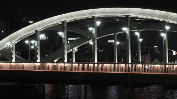 Puente Tokio Vista Nocturna — Vídeo de stock