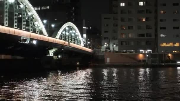 Puente Tokio Vista Nocturna — Vídeo de stock