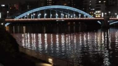 Tokyo gece görüşünde köprü