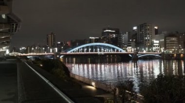 Tokyo gece görüşünde köprü