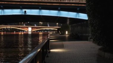 Tokyo gece görüşünde köprü
