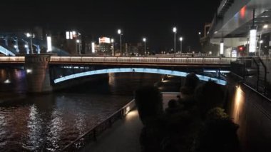 Tokyo gece görüşünde köprü
