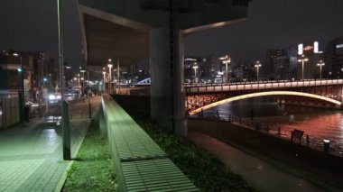 Tokyo gece görüşünde köprü