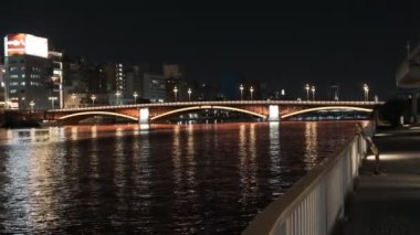 Tokyo gece görüşünde köprü