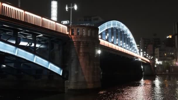 Puente Tokio Vista Nocturna — Vídeo de stock