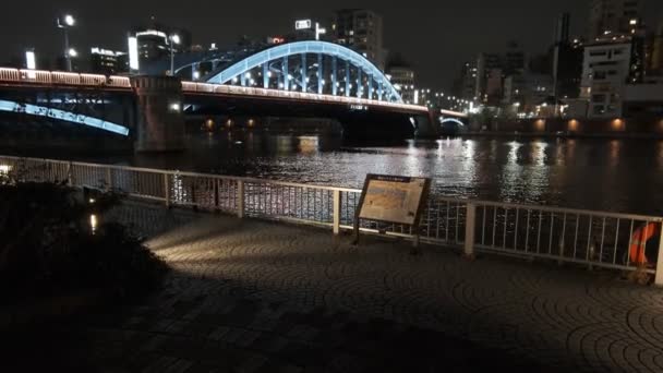 Ponte Tóquio Vista Noturna — Vídeo de Stock