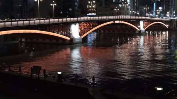 Ponte Tóquio Vista Noturna — Vídeo de Stock