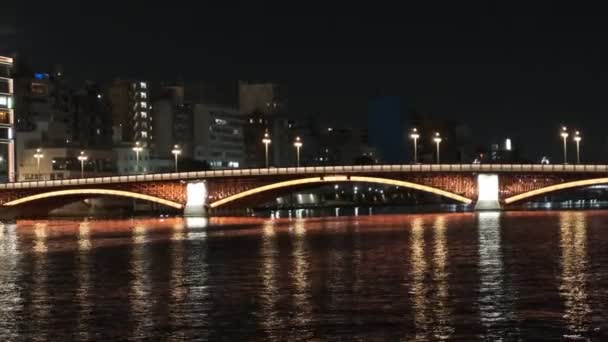 Puente Tokio Vista Nocturna — Vídeos de Stock