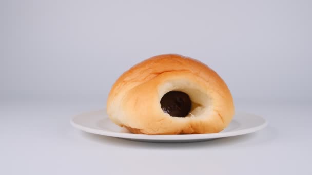 Pane Giapponese Cornetto Cioccolato — Video Stock