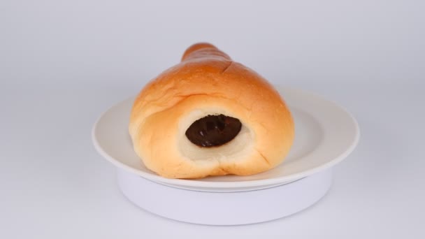 Pão Japonês Corneto Chocolate — Vídeo de Stock