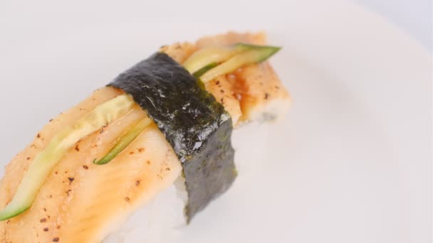 Sushi Comida Japonesa Clipe Vídeo — Vídeo de Stock