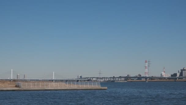 Tokyo Arakawa River Mouth Shinkiba 2022 Februari — Stockvideo