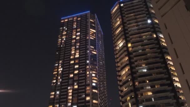 Tokyo High Rise Appartamento Bay Area Vista Notturna Tower Mansion — Video Stock