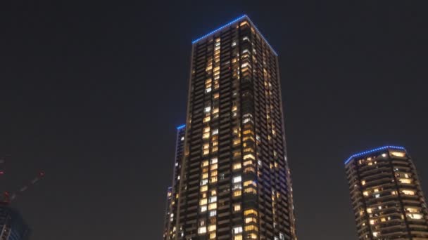 Tokyo High Rise Appartamento Bay Area Vista Notturna Tower Mansion — Video Stock