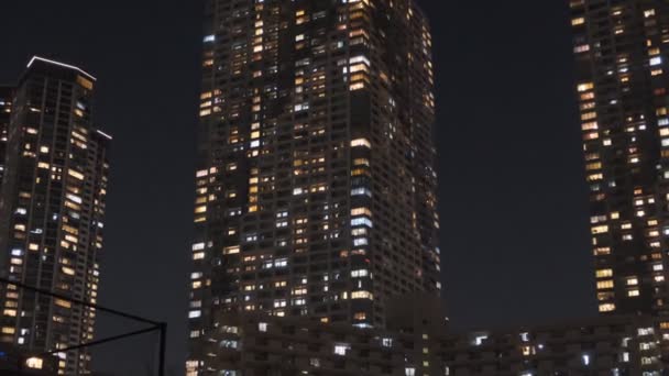 Tokyo High Rise Apartament Bay Area Widok Noc Tower Mansion — Wideo stockowe