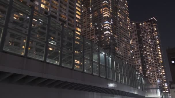 Tokyo High Rise Apartman Bay Area Éjszakai Nézet Tower Mansion — Stock videók