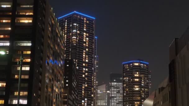 Tokyo High Rise Apartment Bay Area Night View Tower Mansion — Stock Video