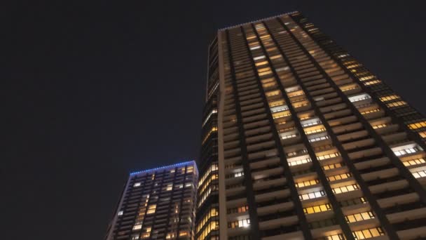 Τόκιο High Rise Apartment Bay Area Night View Tower Mansion — Αρχείο Βίντεο
