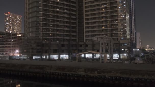 Tokyo Höghus Lägenhet Bay Område Natt Utsikt Tower Mansion — Stockvideo