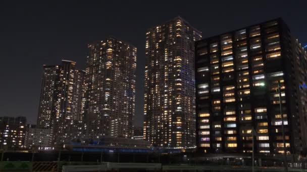 Tokyo Hochhaus Wohnung Bay Area Nacht Blick Tower Mansion — Stockvideo