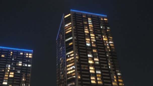 Токийская Высотка Районе Залива Ночным Видом Башню — стоковое видео