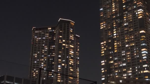 Tokio High Rise Appartement Bay Area Nachtzicht Tower Mansion — Stockvideo
