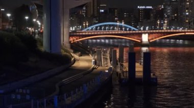Tokyo Asakusa Sumida Nehri Gece Manzarası 2022