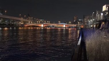 Tokyo Asakusa Sumida Nehri Gece Manzarası 2022