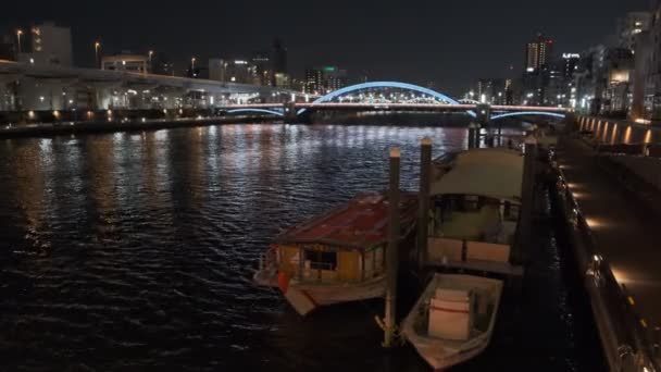 Tokio Asakusa Río Sumida Vista Nocturna 2022 — Vídeos de Stock