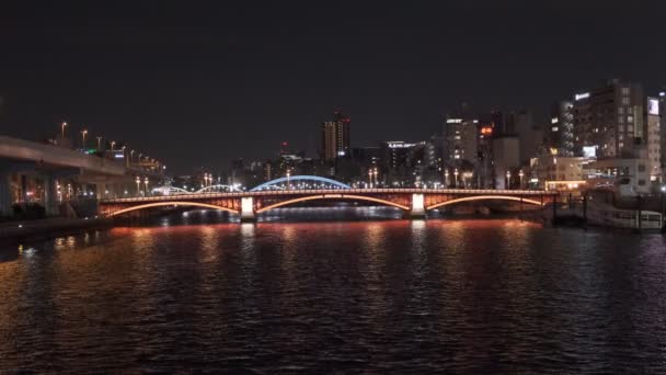 Ночной Вид Реку Сумида Токио 2022 Году — стоковое видео
