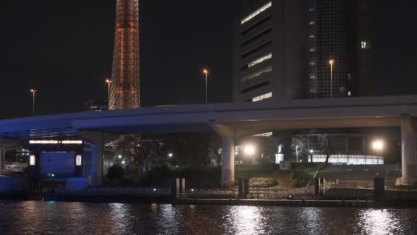Tokyo Asakusa Sumida River Night View 2022 — стокове відео