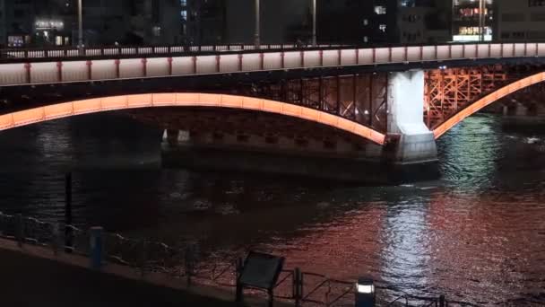 Tóquio Rio Asakusa Sumida Vista Noturna 2022 — Vídeo de Stock