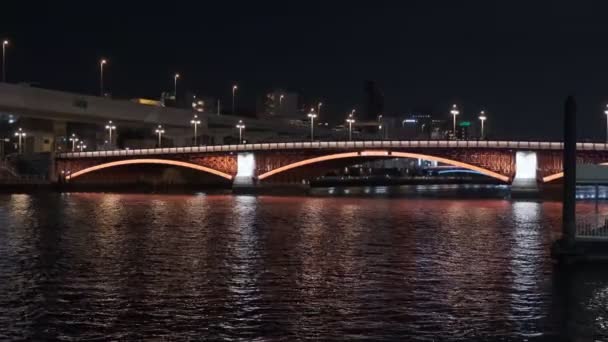 Tokyo Asakusa Sumida River Night View 2022 — Stock video