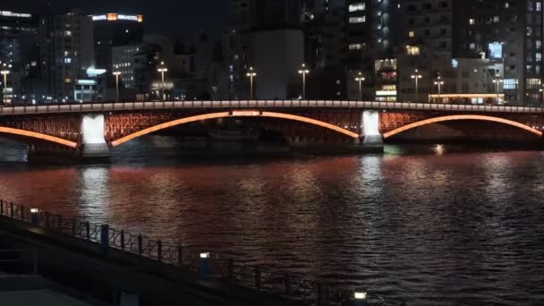 Tóquio Rio Asakusa Sumida Vista Noturna 2022 — Vídeo de Stock
