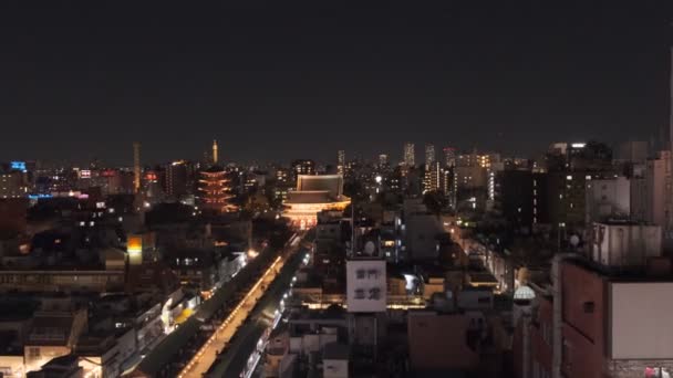 Tokyo Asakusa Gözlem Güvertesi Gece Görüşü 2022 — Stok video