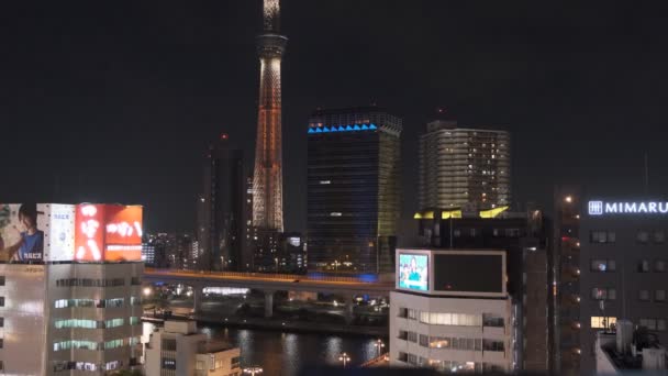 Tokyo Asakusa Observation Deck Éjszakai Nézet 2022 — Stock videók