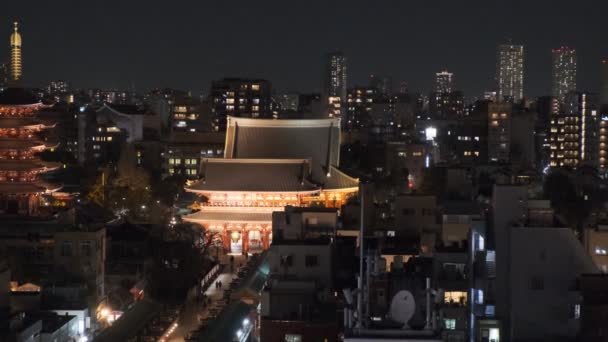 Tokyo Asakusa Observation Deck Éjszakai Nézet 2022 — Stock videók