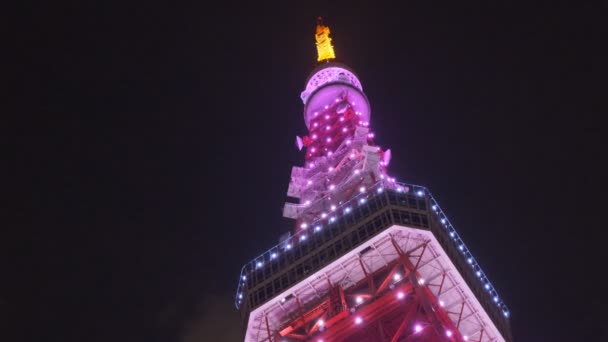 Tokyo Kulesi Japon Gece Manzarası 2022 Mart — Stok video