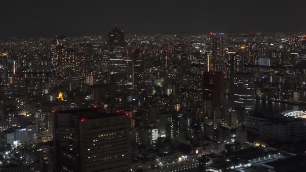 Tokyo Shiodome Observation Däck Nattutsikt 2022 — Stockvideo