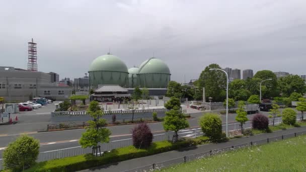 Gas Tank Japan Tokyo Landschap — Stockvideo