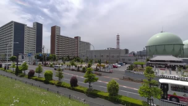 Gáztartály Japánban Tokiói Táj — Stock videók