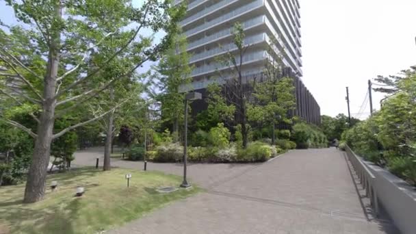 Tokio High Rise Appartement Tower Mansion Lucht Bewolkt — Stockvideo