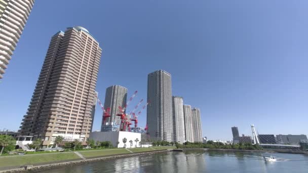 Tokyo High Rise Apartment Tower Mansion Sky Clouds — Stock Video